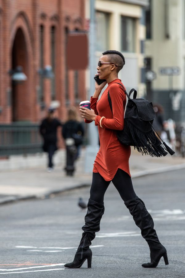 Over the knee boots street style on sale