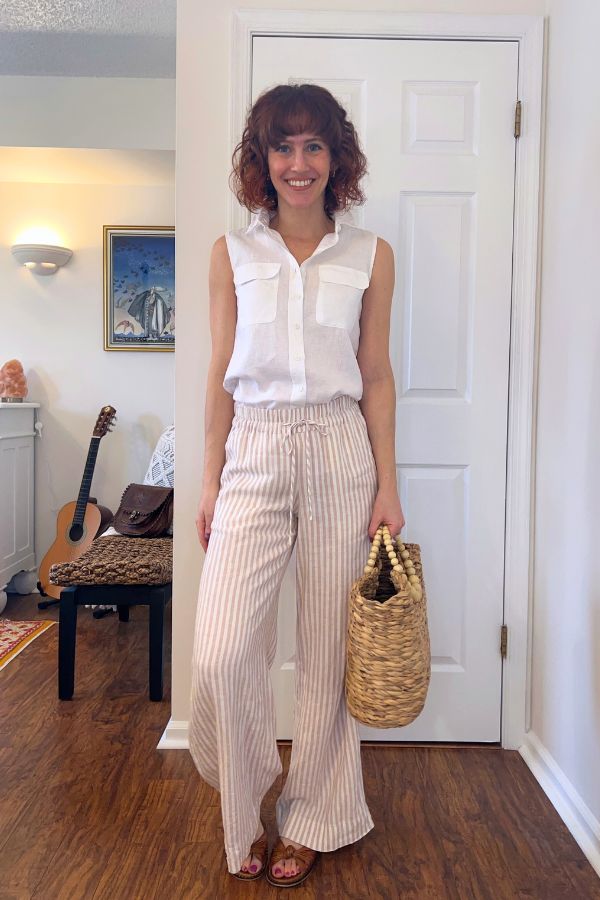 what to wear with white linen pants
