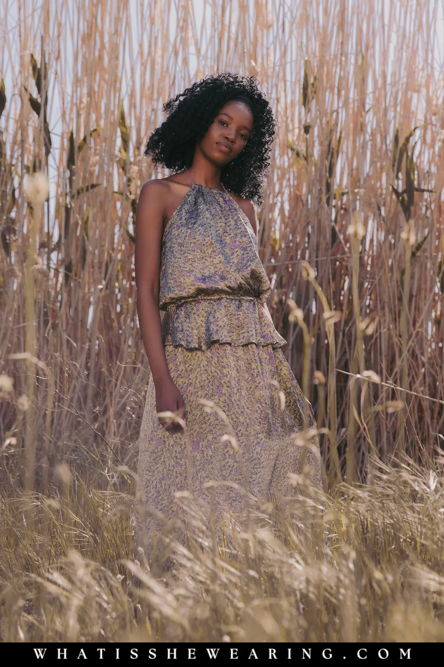 Halter maxi dress for summer wedding guest style