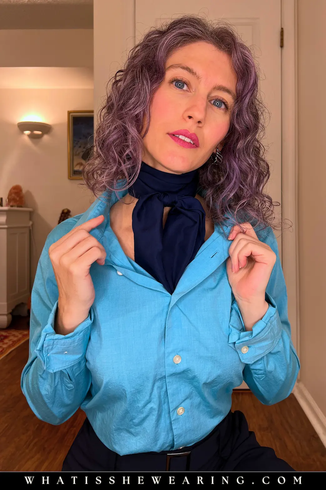 Modern Cravat Close-Up Modern cravat: close-up of vintage silk scarf roll tied around collar