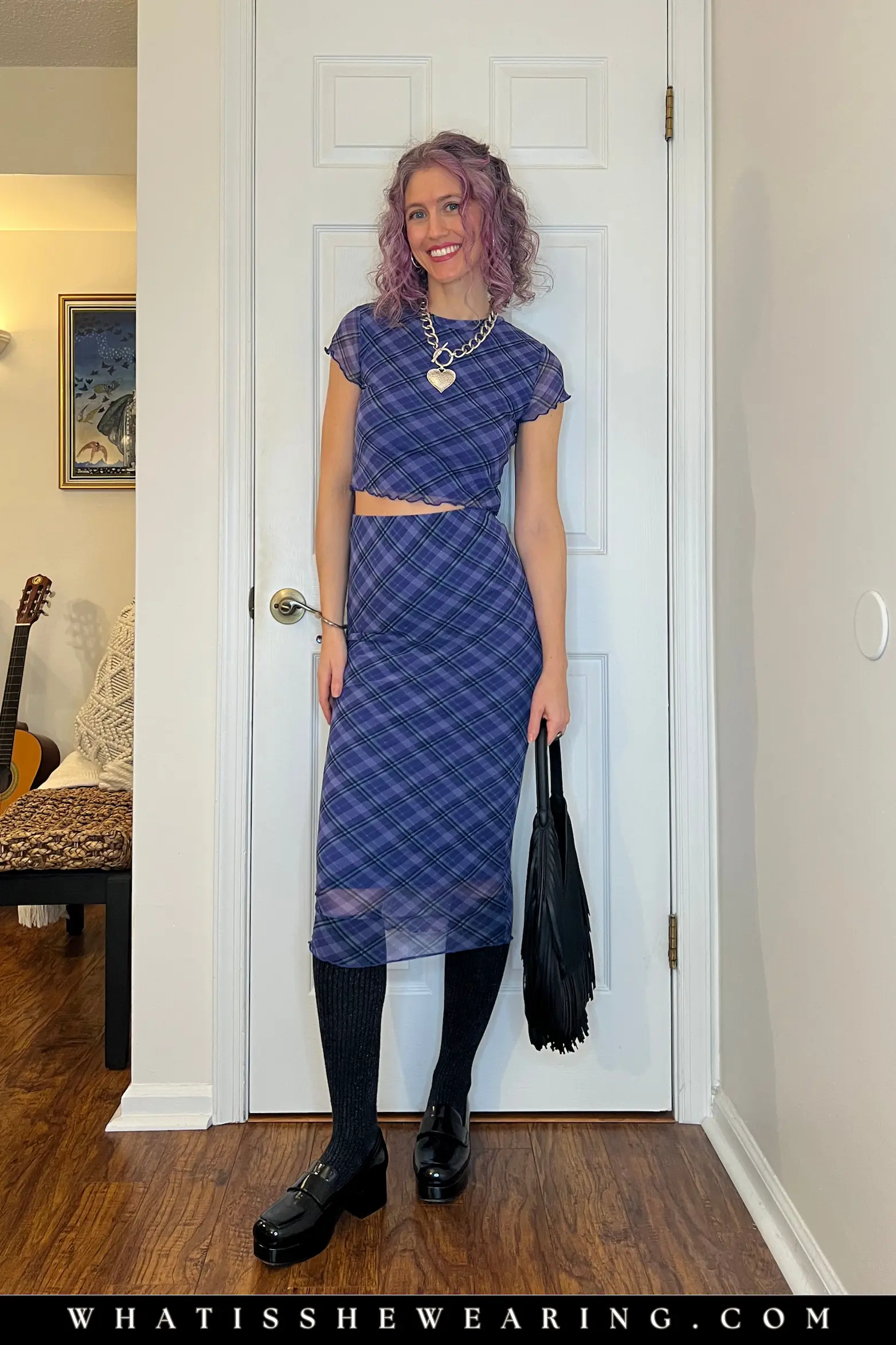 Plaid Skirt + Platform Loafers – Cute GNO Outfit Idea Girls night out outfits: plaid mini skirt set + sparkly socks + platform loafers