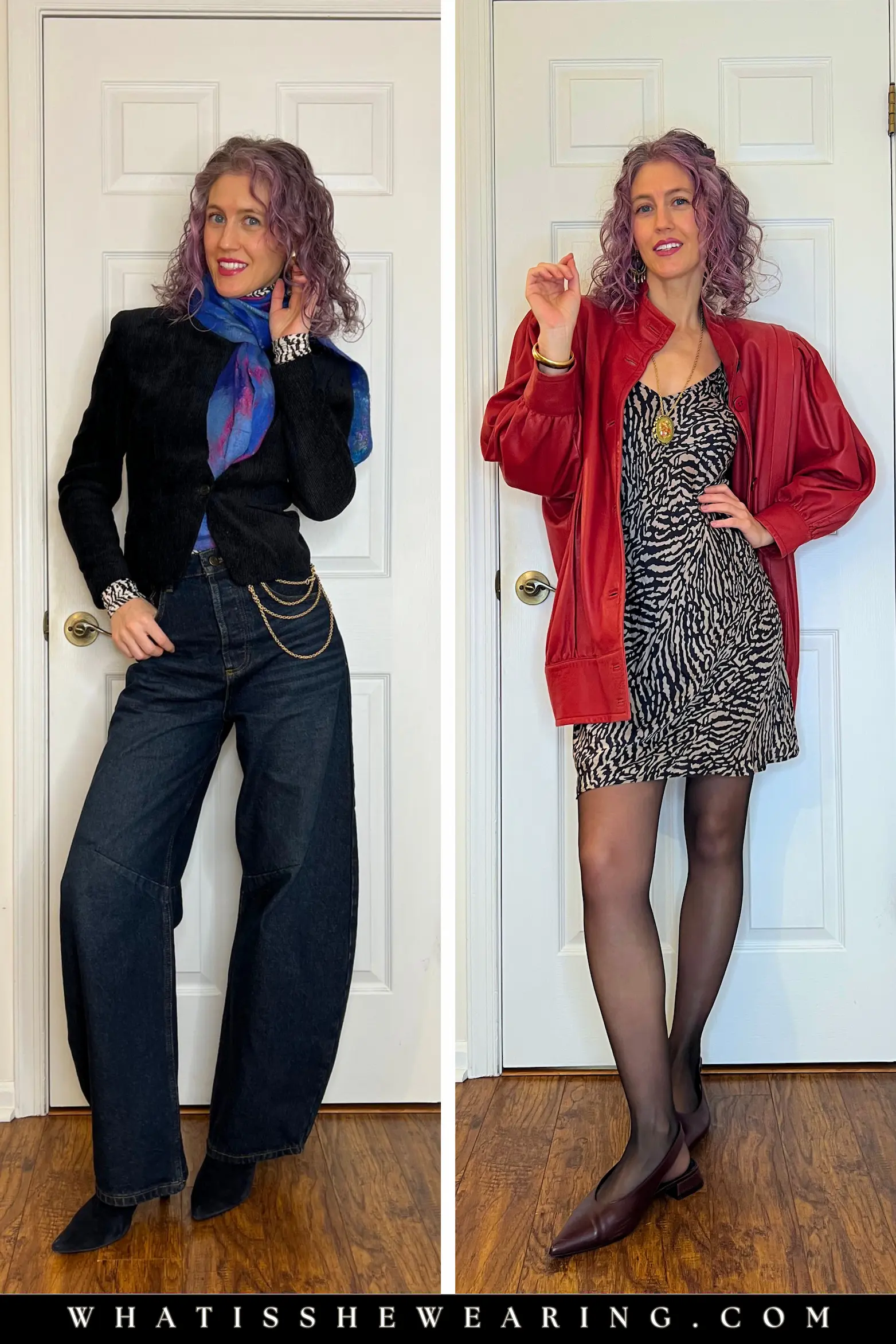 Trendy Yet Timeless Outfits for Women Over 40 in 2026 Two trendy outfits for women over 40 incorporating 2026 trends like metallics as neutrals and structured knits for modern fashion over 40
