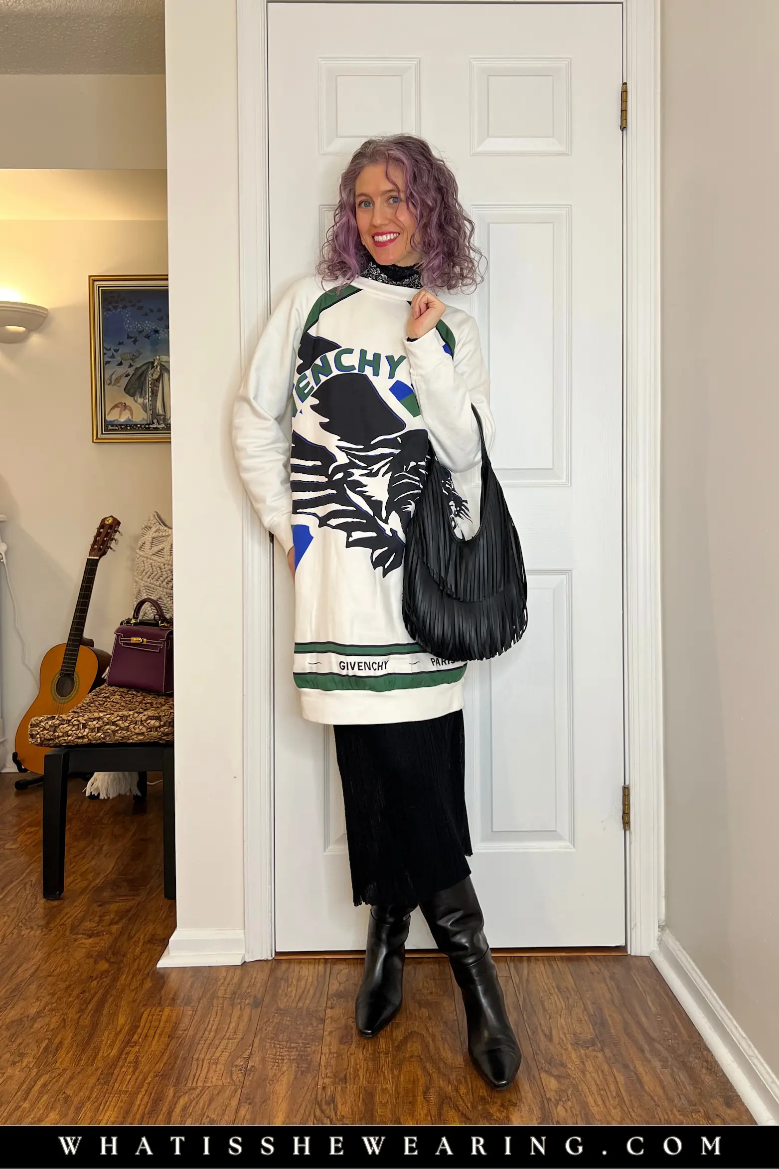 Unexpected Pairings: Oversized Sweatshirt Mix Timeless runway trend example: unexpected pairings with oversized sweatshirt over lace turtleneck, sheer maxi dress, knee-high boots for day-to-night juxtaposition